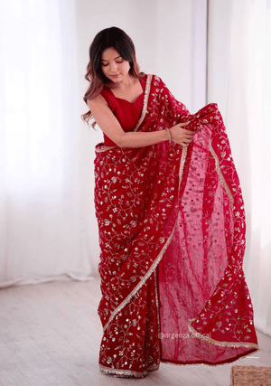 Dark Pink Colour Crunchy Silk Saree - Orgenza Store - digisoch