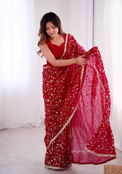 Dark Pink Colour Crunchy Silk Saree