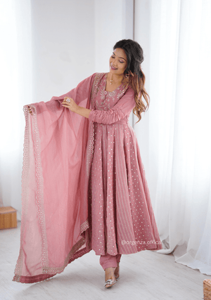 Peach Colour Crunchy Silk Anarkali Kurti - Orgenza Store - digisoch