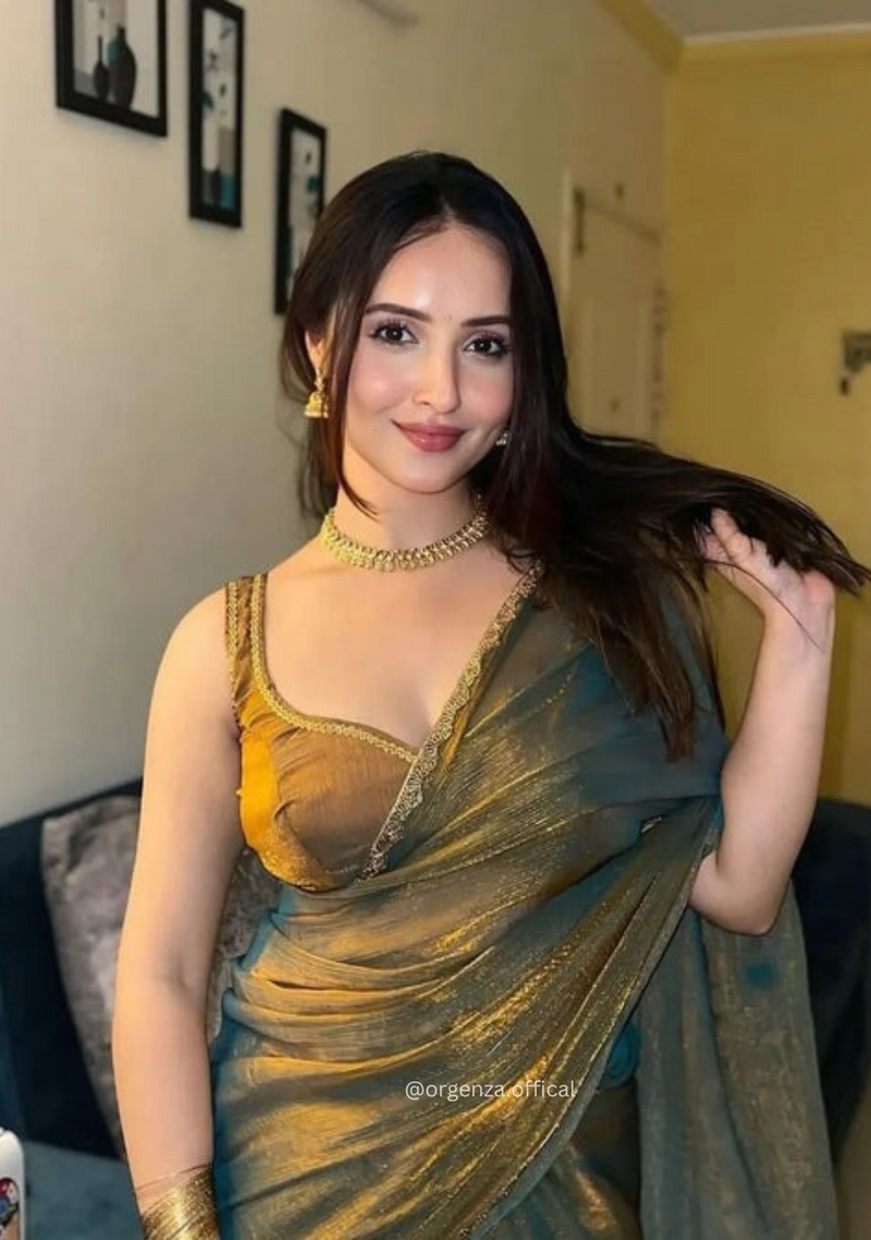Two Ton Fancy Silk Saree With Readymade Blouse