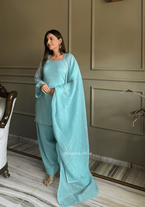 Crunchy Silk Farshi Salwar Suit with Swarovski Work & Dupatta - Orgenza Store - digisoch