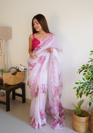 Organza Saree With Digital Print - Orgenza Store
