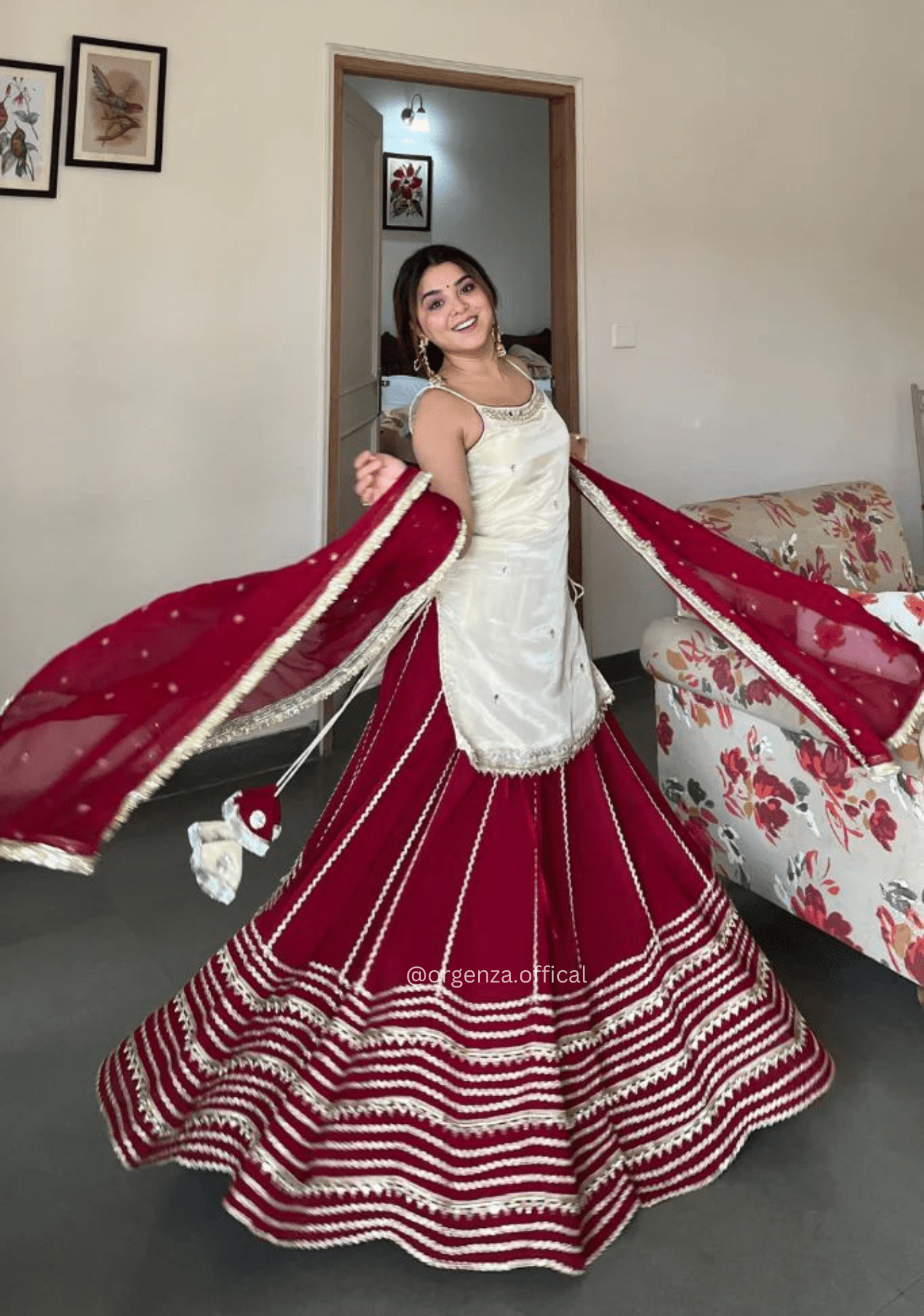 Fendy Silk Mirror Work Kurti Lehenga Set with Georgette Dupatta – Designer Party & Wedding Wear (3 PCS) - Orgenza Store