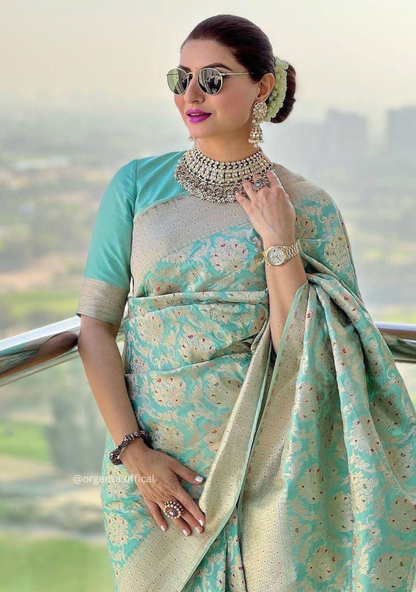 Rich Pallu Saree Jacquard Zari With Blouse