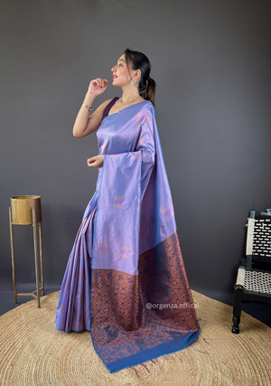 Purple Colour Silk Saree With Zari Weaving - Orgenza Store