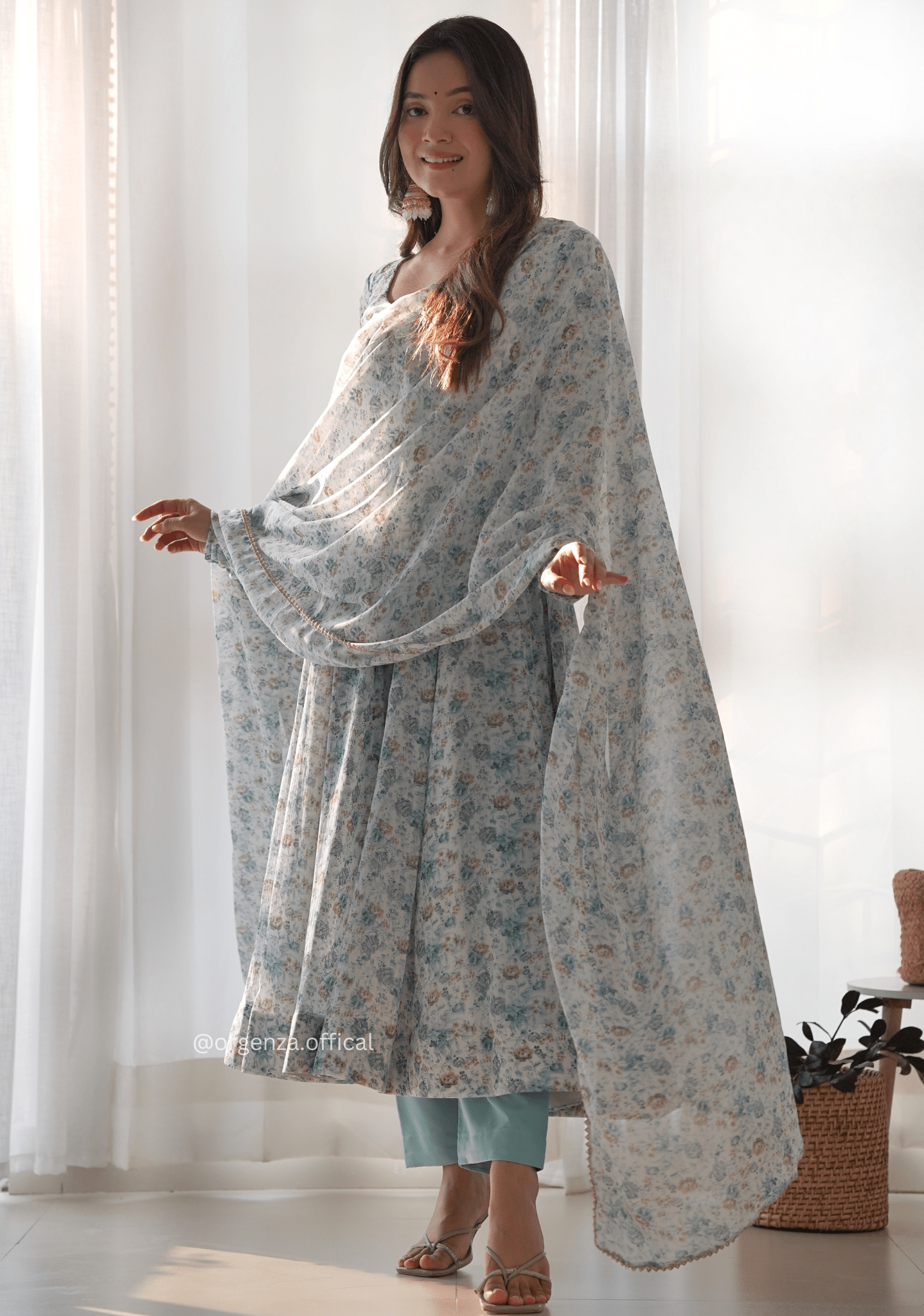 Pure Chiffon Floral Print Kurti Set - Orgenza Store - digisoch