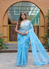 Organza Furr Saree With Sequence Lining