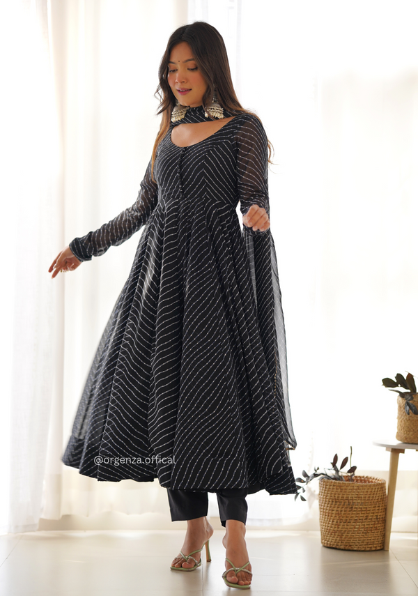 Georgette Silk Laheriya Print Anarkali