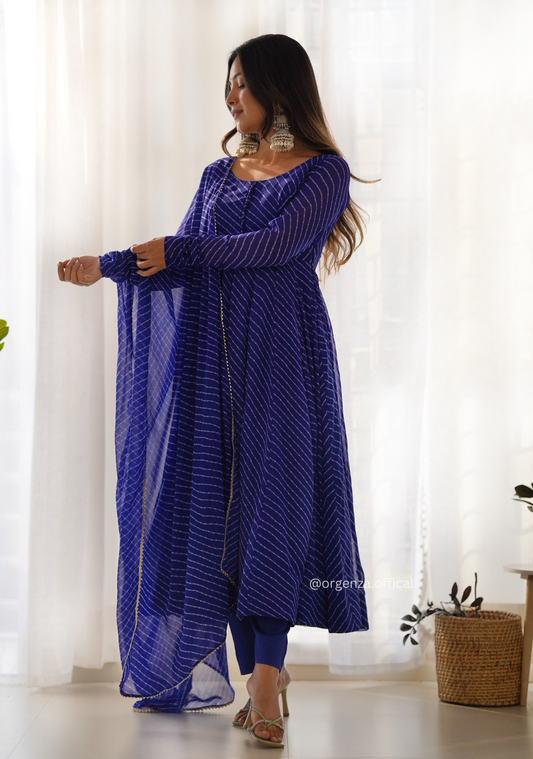 Georgette Silk Laheriya Print Anarkali