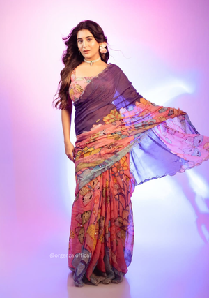 Multi Colour Teby Silk Saree - Orgenza Store - digisoch