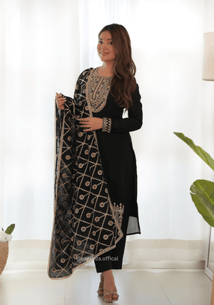 Vichitra Silk Fabric Straight Fit Kurta With Dupatta Set - Orgenza Store - digisoch