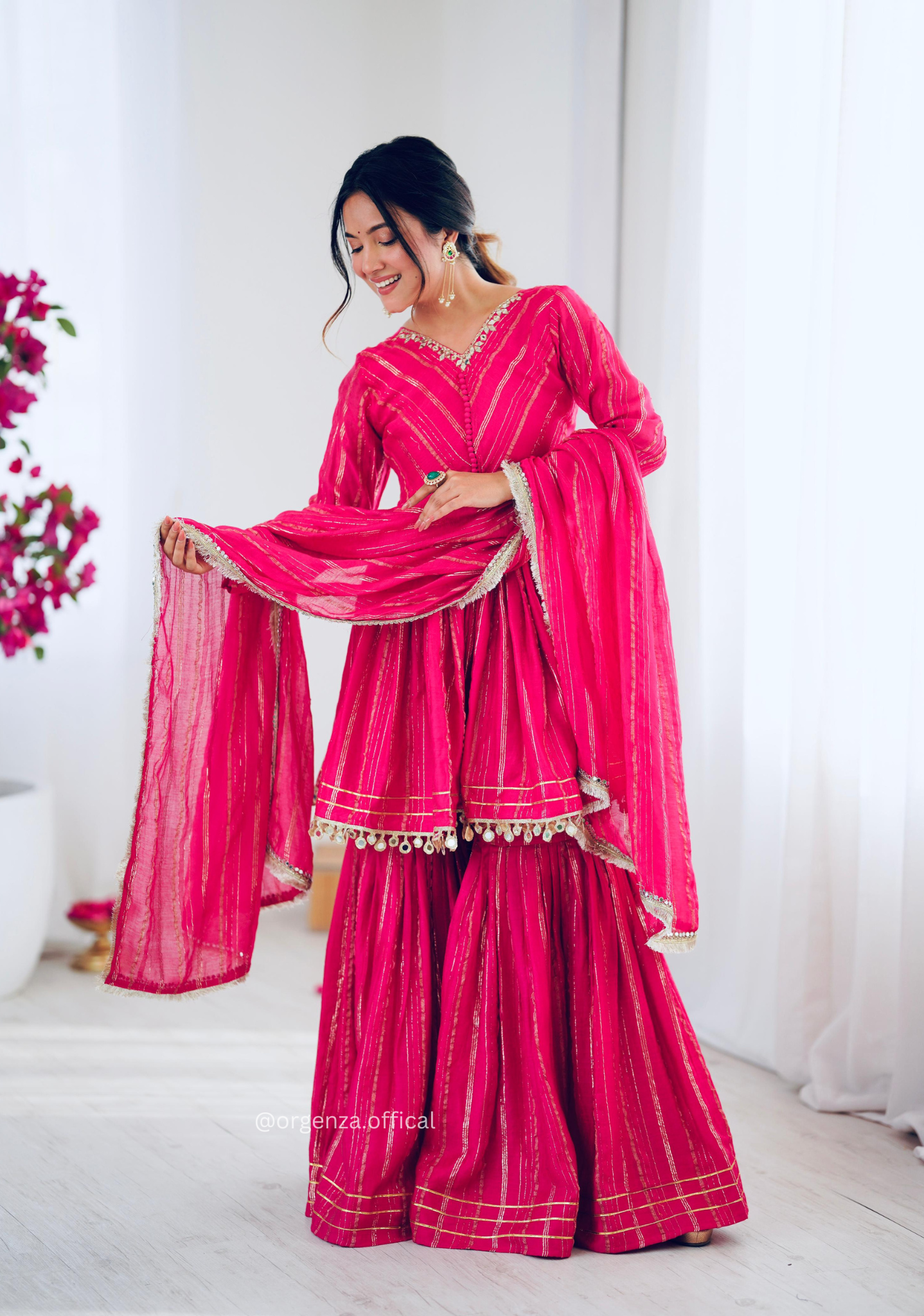 Pink Colour Kediya Sharara Palazzo Fully Stitched Kurti