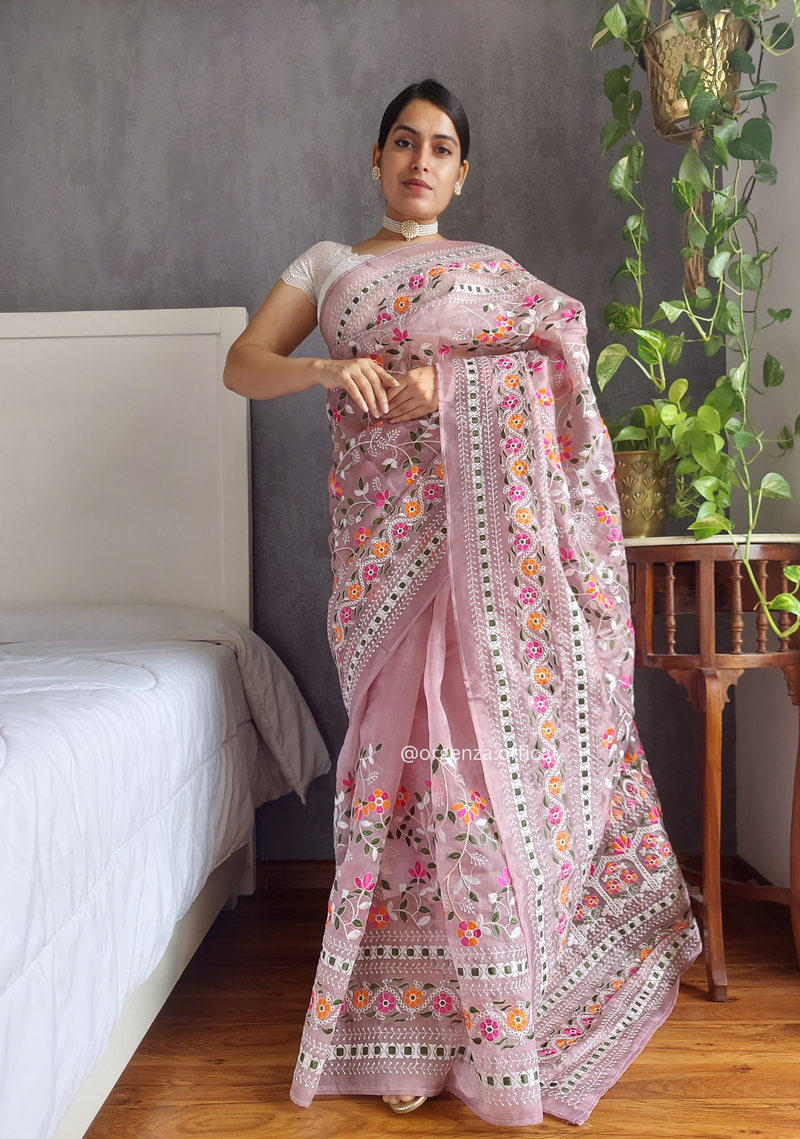 Soft Khadi Silk Saree With Embroidery Work