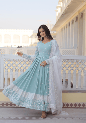 Faux Georgette Sequins Embroidery Gown - Orgenza Store - digisoch