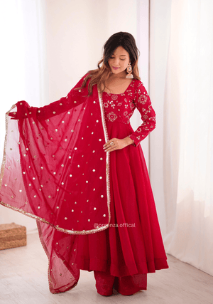 Premium Crunchy Silk Anarkali Suit Set with 4 Meter Flair & Lace Border Dupatta - Orgenza Store - digisoch