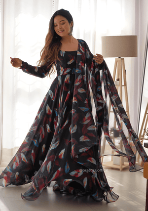 Pure Tabby Silk Organza Silk Anarkali Gown - Orgenza Store - digisoch