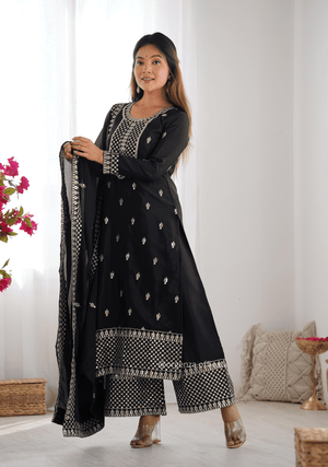 Chinon Silk Fabric Straight Fit Kurta With Dupatta Set - Orgenza Store - digisoch
