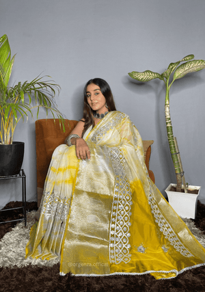 Yellow Colour Organza Saree With Weaving Border - Orgenza Store - digisoch