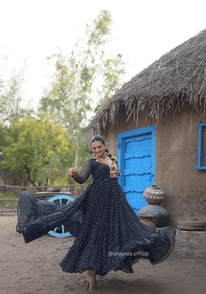 Black Colour Bandhani Print Gown - Orgenza Store - digisoch