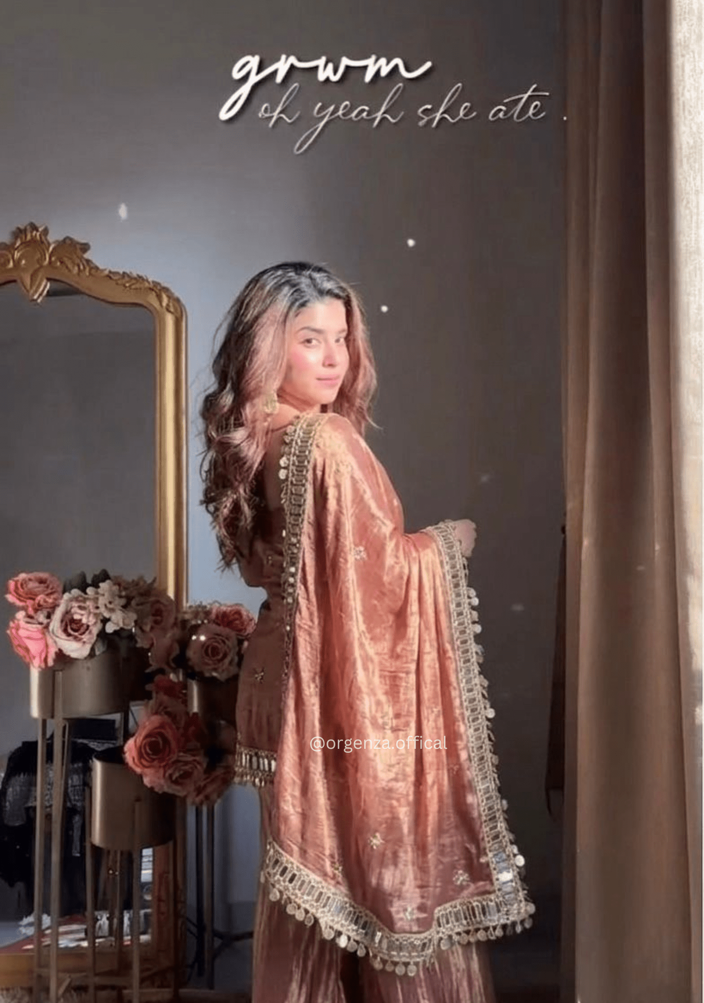 Fendy Silk Mirror Work Sharara Suit Set – Embroidered Sequence Party Wear with Dupatta (3 PCS) - Orgenza Store