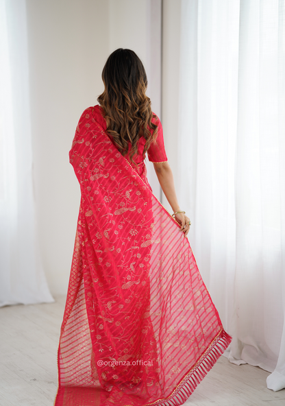 Red Colour Georgette Silk Saree