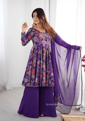 Roman Silk Chanderi Fabric Kediya Kurta With Palazzo Set - Orgenza Store - digisoch