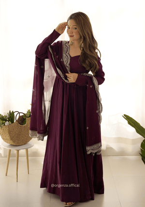 Roman Silk Chanderi Plain Anarkali Kurti - Orgenza Store - digisoch