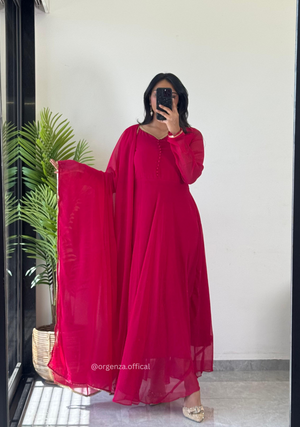 Pink Colour Pure Georgette Gown - Orgenza Store