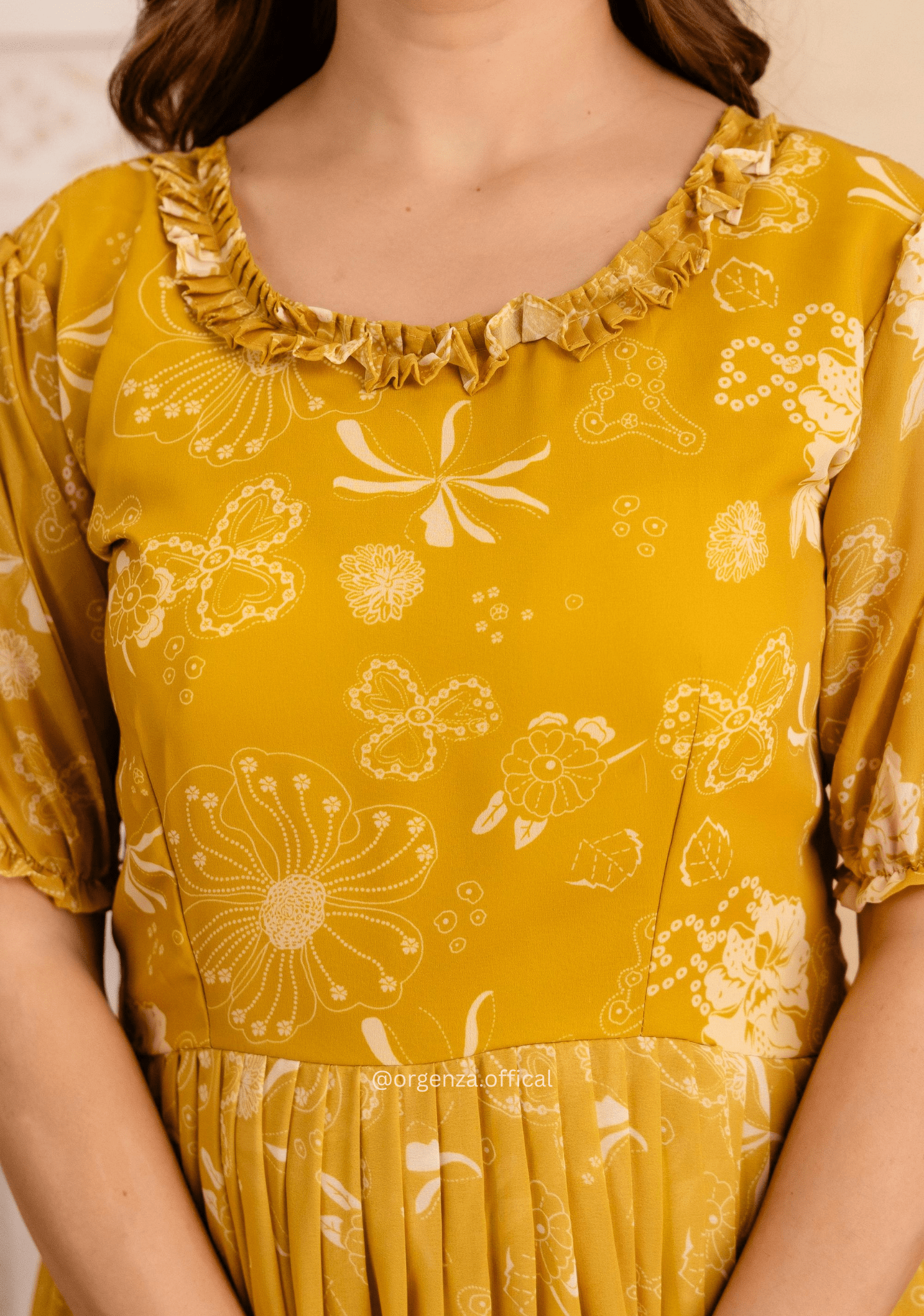 Yellow Colour Georgette Digital Print Maxi - Orgenza Store - digisoch