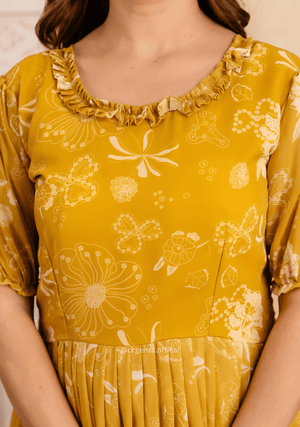 Yellow Colour Georgette Digital Print Maxi - Orgenza Store - digisoch