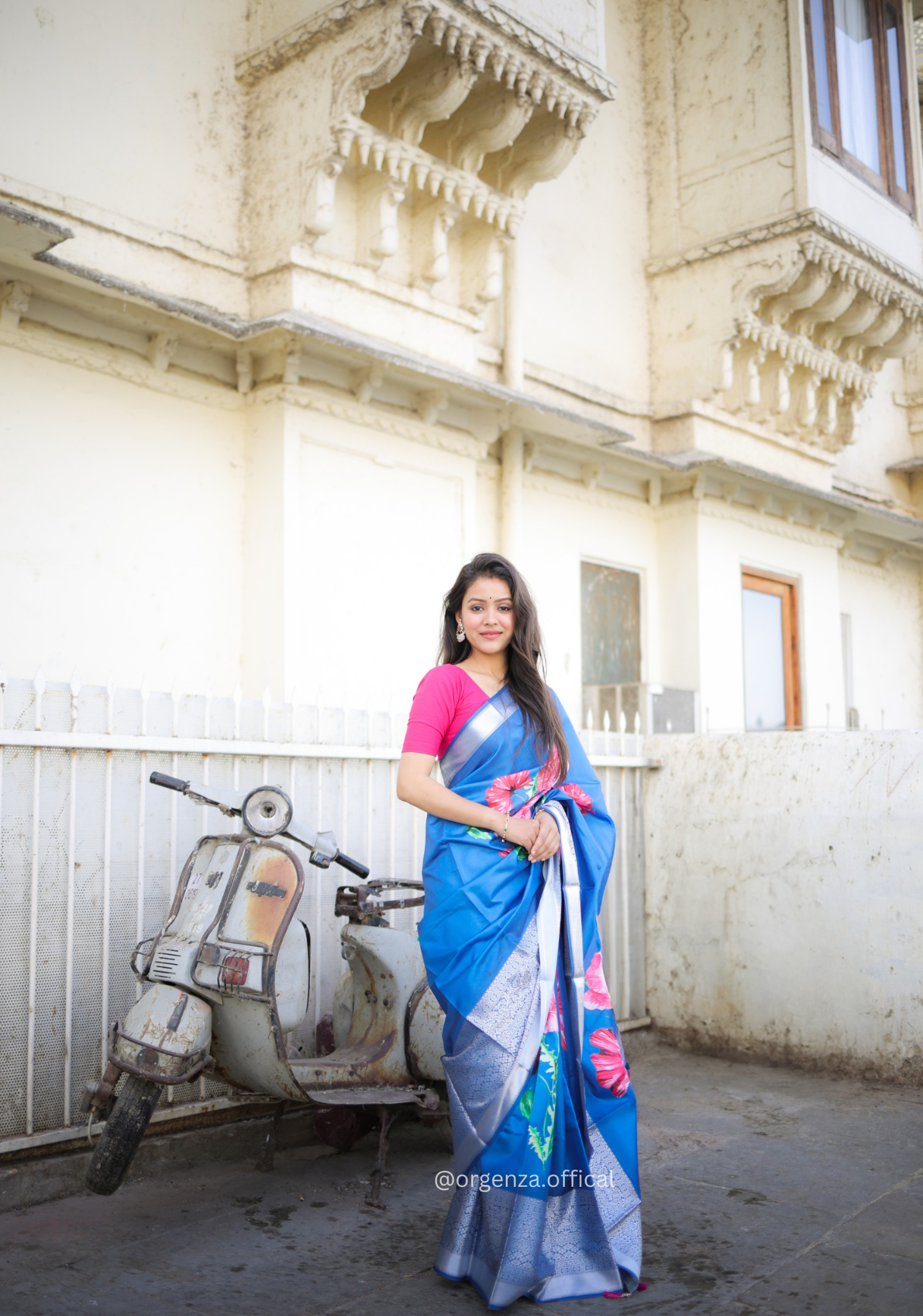 Tussur Satin Silk Saree With Triangle Print - Orgenza Store
