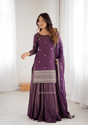 Roman Shimmer Chanderi Silk Kurta Lehenga Set with Embroidered Dupatta - Orgenza Store - digisoch