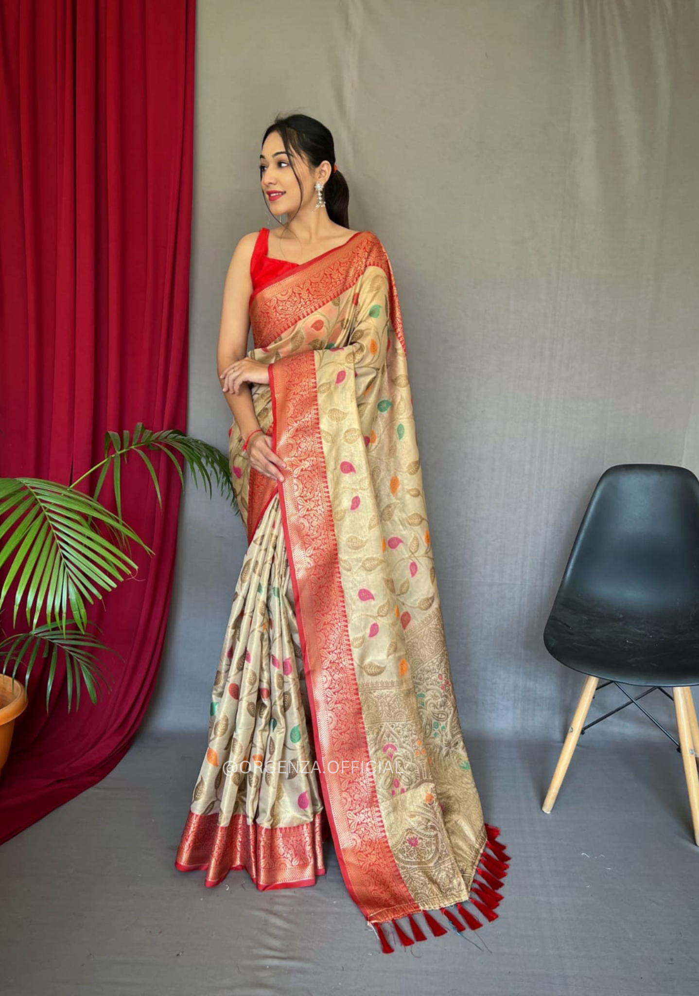 Pure Tissue Silk Saree With Zari Weaving - Orgenza Store