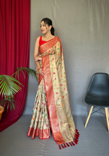 Pure Tissue Silk Saree With Zari Weaving