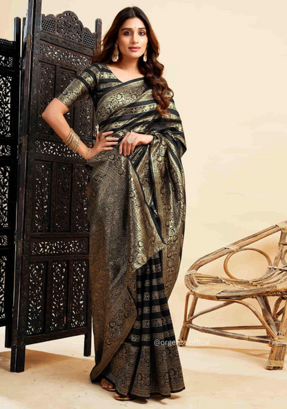 Lichi Silk Saree With Jacquard Zari Work