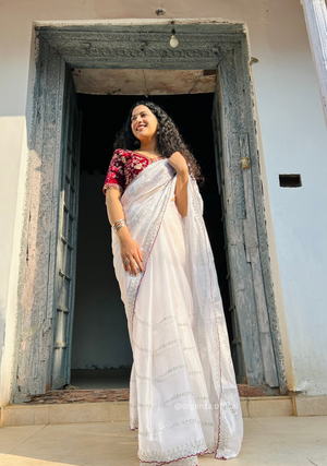 Soft jimmy Choo Silk Saree With Readymade Blouse - Orgenza Store