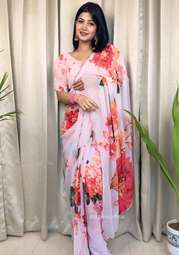 Multi Color Georgette Saree With Floral Print