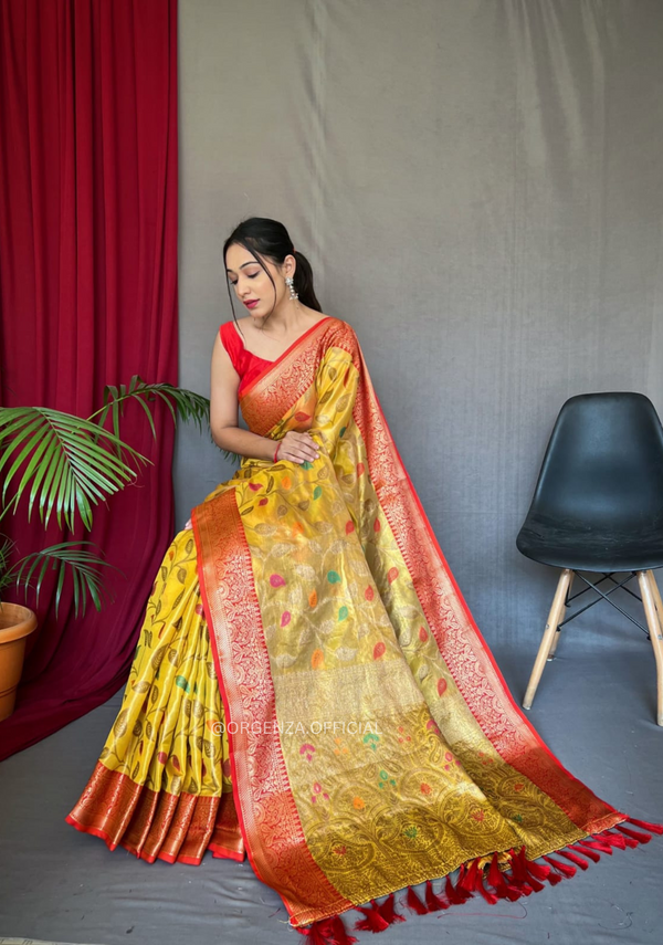 Tissue Silk Saree Weaving Zari Jaal