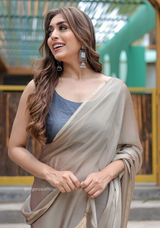 Plain Light Brown Colour Lining Sitara Georgette Saree