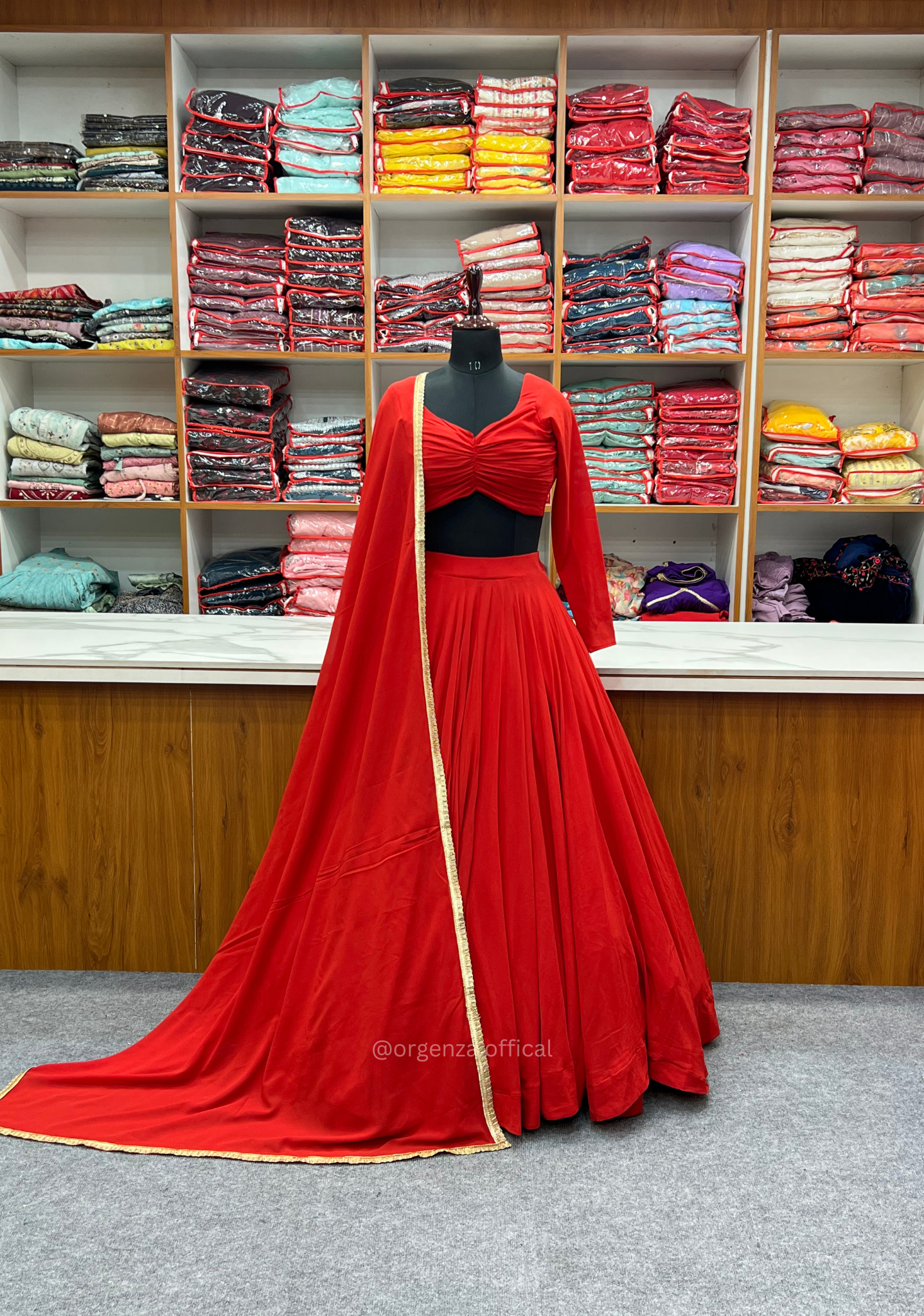 Red Colour Georgette Lengha Choli - Orgenza Store