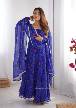 Pure Chiffon Bandhej Gown - Orgenza Store - digisoch