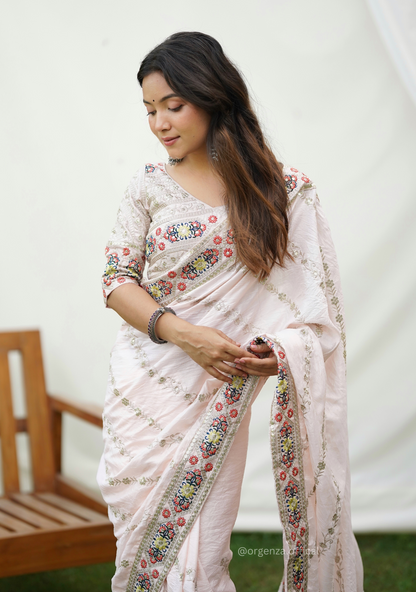 Pure Simmer   Silk Saree With Embroidery Work - Orgenza Store