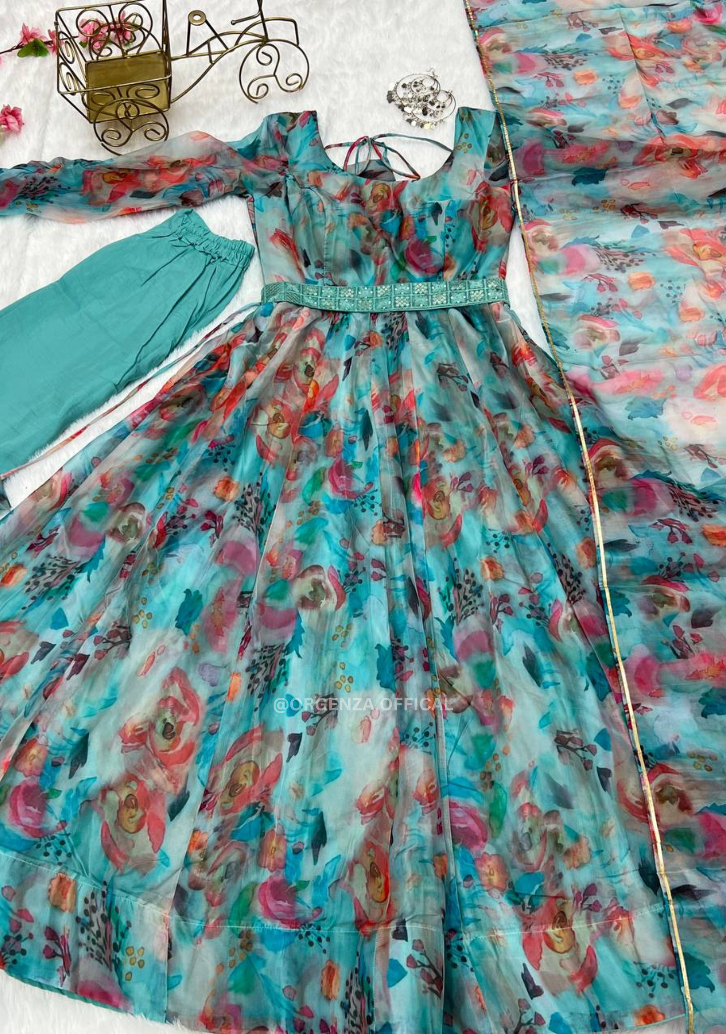 Pure Tabby Silk Organza Silk Anarkali Kurtis - Orgenza Store