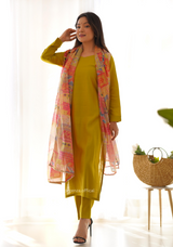 Viscose Fabric Straight Fit Kurta With Dupatta Set