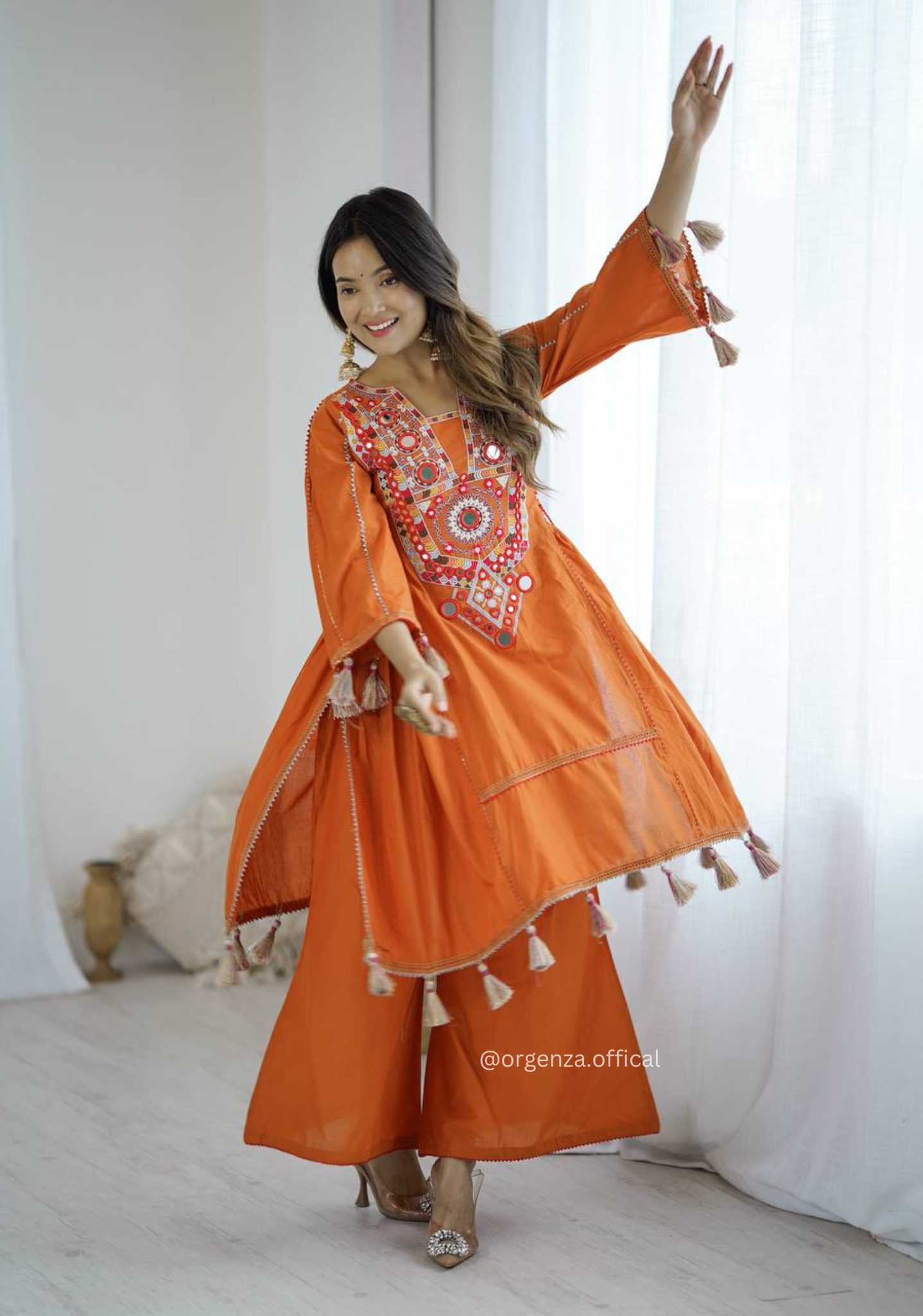 Orange Colour Premium Designer Co-ord Set