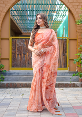 Organza Furr Saree With Sequence Lining