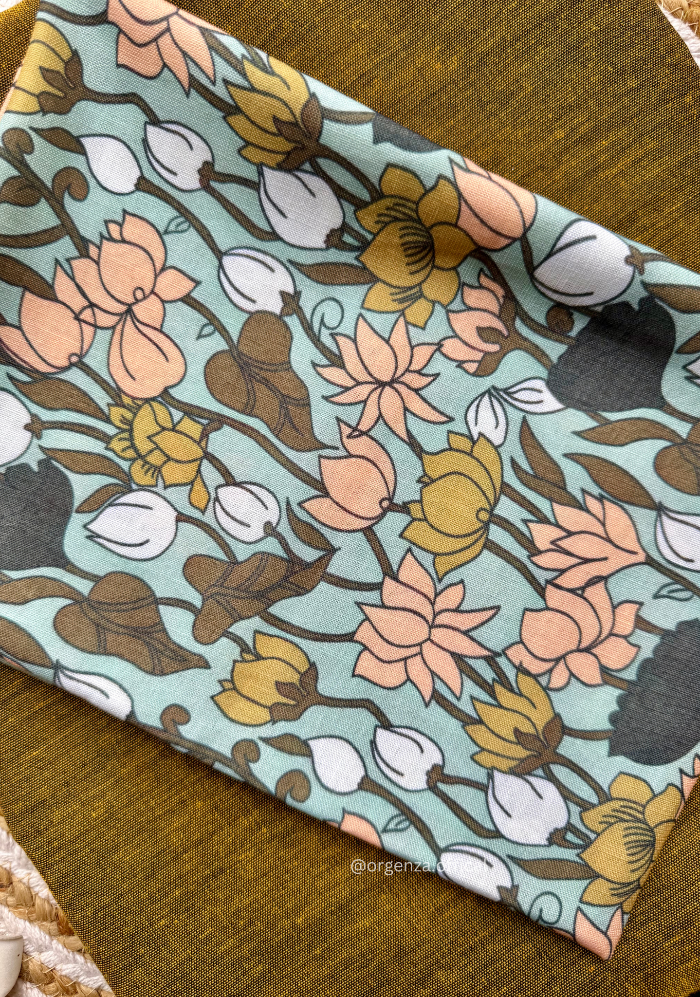 Mustered Yellow Cotton Saree With Flower Print Blouse