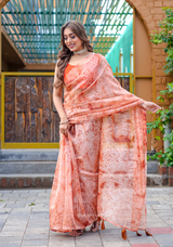 Organza Furr Saree With Sequence Lining