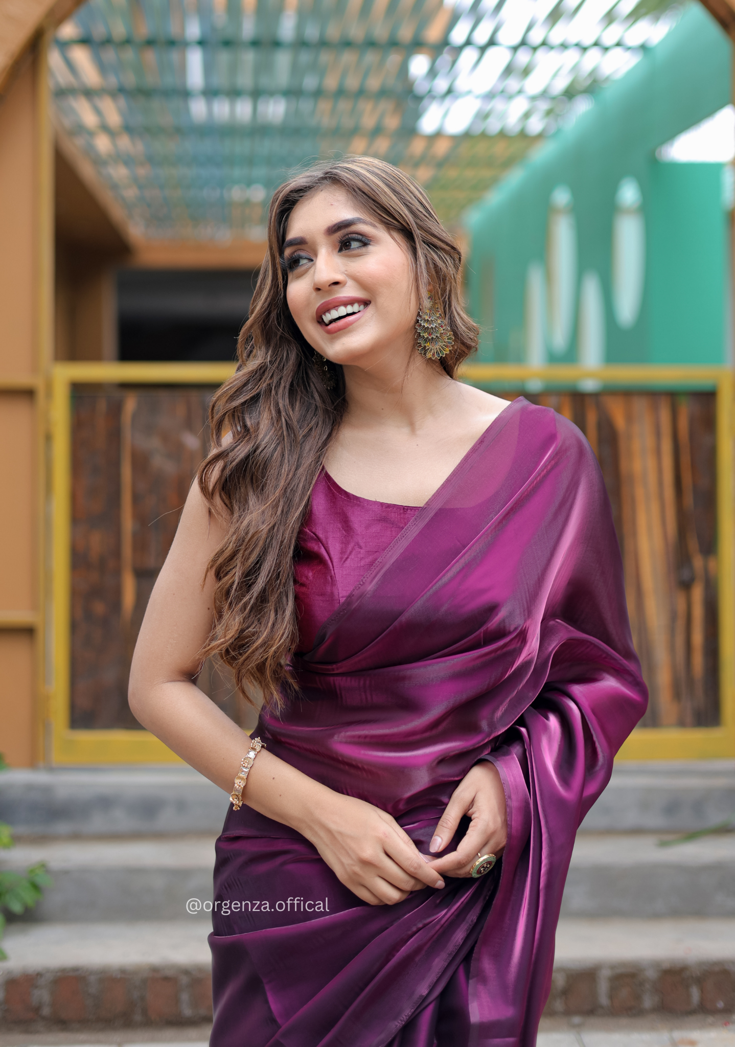 Plain Wine Colour Jimmy Choo Saree - Orgenza Store