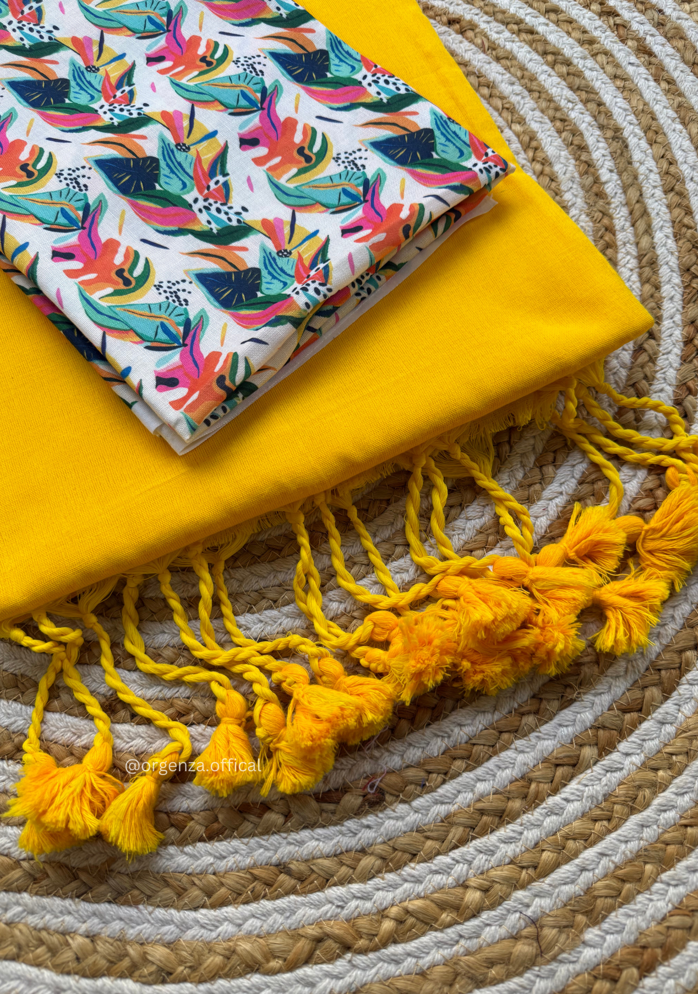 Yellow Colour Cotton Saree With Multi Print Blouse